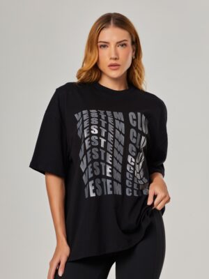 Camiseta Oversized Con Seda Vestir Club - L, NEGRO